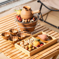 瓷牌茗茶具土陶罐罐茶煮茶壶围炉煮茶茶具套装家用户外烧烤露营烤火炉煮茶器 大云南土陶罐+4杯+炉+架+网+果盘