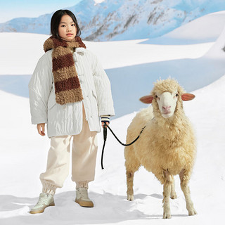 gxg.kids童装儿童棉服冬季中长款保暖外套女童中大童 杏色 120cm