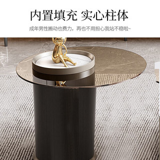 法岚卡（FLANCARD） 轻奢岩板茶几电视柜组合客厅现代简约多功能圆形小户型茶几桌 岩板茶几组合