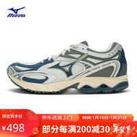 美津浓（MIZUNO）【WAVE ORION】男女运动跑步鞋 缓震支撑厚底复古休闲鞋 40码 02/米白/深蓝/深灰/银