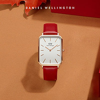 Daniel Wellington dw手表男款29×36.5mm红色皮质石英表正品官方旗舰送男友新年礼物