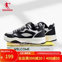 QIAODAN 乔丹 男款运动板鞋冬季时尚休闲鞋减震厚底增高男鞋 黑色/薄雾灰 43