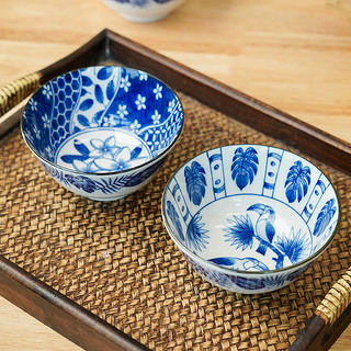 美浓烧（Mino Yaki）日式复古2023古染蓝绘釉下彩碗陶瓷饭碗餐具家用 思无邪饭碗