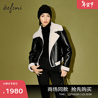 伊芙丽（eifini）伊芙丽加厚短款皮衣短外套2023冬装1EB112011-1 黑色 155/80A/S