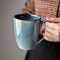 YOUCCI 悠瓷 悉尼蓝窑变釉陶瓷水杯个性家用马克杯北欧复古咖啡杯办公室杯子 悉尼蓝-鼓型杯
