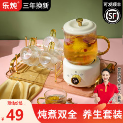 乐炖 养生壶迷你全玻璃 白0.6L+礼盒（不带杯）