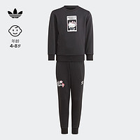 adidas 阿迪达斯 运动长袖套装女小童春季阿迪达斯三叶草IR6791 黑色 128CM