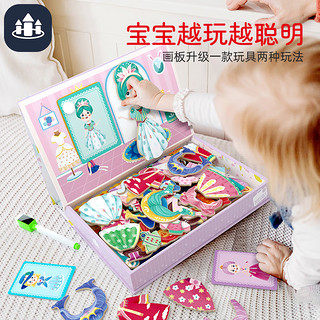 时光学（SHIGUANGXUE）儿童磁性拼图开学早教换装磁力贴2-3到6岁以上幼儿宝宝男女孩玩具 公主的衣橱-双面画板进阶款
