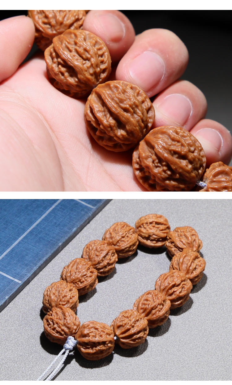 欧梵洛门头沟京八棱文玩野生粗筋小山核桃手串男女单圈文玩佛珠核桃手持