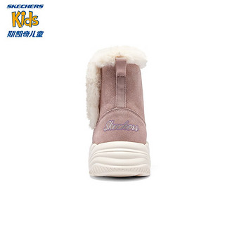 Skechers斯凯奇儿童雪地靴女童靴子冬季防寒高帮加绒保暖户外棉靴303052L 浅粉色/LTPK 37码