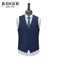 庄吉(Judger)纯羊毛西装马甲毛料保暖男韩版修身商务上班正装职业装马夹 蓝色 180/99A/衣长58胸围100