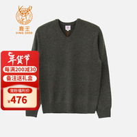 鹿王【宠粉福利】羊绒衫男士V领针织套头打底纯色百搭保暖商务休闲 墨绿色 175/92A