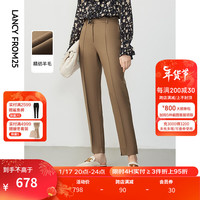 朗姿纯羊毛高腰显瘦锥形西装裤职业工作服裤子23年冬季长裤 驼色 L