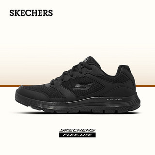 斯凯奇（Skechers）男鞋轻质舒适缓震跑步鞋透气网面健步鞋休闲鞋 全黑色 43