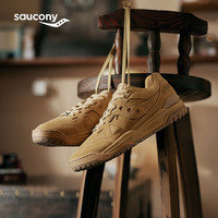 Saucony索康尼CROSS 90MID高帮板鞋男23冬季保暖真皮牛皮运动鞋子 卡基【低帮】 42