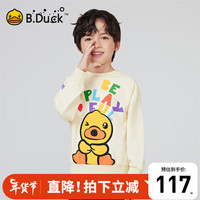 B.Duck 小黄鸭童装儿童卫衣男童春装上衣2024小男孩百搭打底衫 米色 105cm