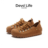 Devo/的沃软木鞋休闲时尚平底系带防滑单鞋冬女鞋23027