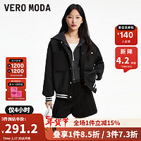 VEROMODA 夹克外套女2023新款H版型宽松棒球风休闲简约气质 S59黑色 160/80A/S