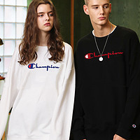 Champion 长袖T恤男女新款冠军刺绣字母Logo情侣圆领打底衫美版集C