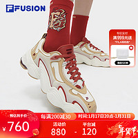 FILA 斐乐 FUSION斐乐潮牌男鞋TENACITY CNY复古潮鞋2024春休闲鞋 豆腐白/云雀棕-SP 38