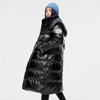 雪中飞 SNOWFLYING【精致亮面】韩版女羽绒服外套冬连帽长款保暖整个冬天羽绒服