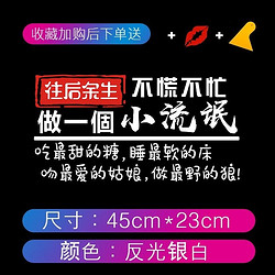 鹰时代 车贴不慌不忙努力做个小流氓车用汽车个性创意文字定制反光车贴纸 白色小流氓车贴(45*23)