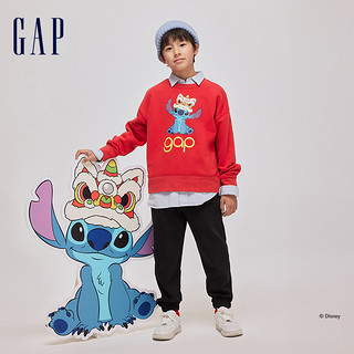 Gap 盖璞 男女童春季2024新年款抓绒保暖红色卫衣847320