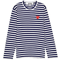 限尺码：COMME des GARÇONS 女士刺绣爱心条纹长袖T恤 P1T009-1