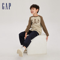 【断码优惠】Gap男女童秋季LOGO纯棉插肩袖长袖T恤786597儿童上衣