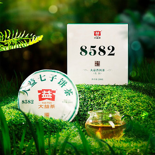 TAETEA 大益 茶叶 普洱茶 经典唛号 普洱生茶 8582 口粮茶 单饼装 200g * 1盒