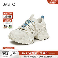 BASTO 百思图 24春商场新款港风重工老爹鞋轻便厚底女运动休闲鞋XC058AM4