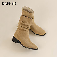 DAPHNE 达芙妮 堆堆靴女2023新款秋冬季西部牛仔切尔西靴子女美拉德短靴女