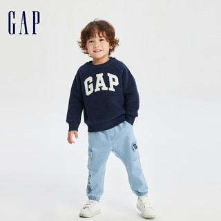 Gap 盖璞 男女幼童LOGO仿羊羔绒洋气套头卫衣儿童装保暖上衣460775