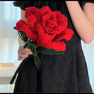 帕提拉扭扭棒花束玫瑰花巨型毛根材料包手工diy 巨型玫瑰【酒红色】材料包