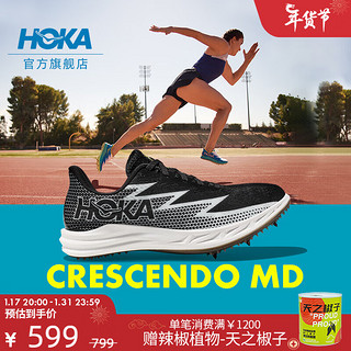 HOKA ONE ONE男女款秋冬科里森多 MD竞速路跑鞋CRESCENDO MD轻量回弹 黑色 / 白色 40.5