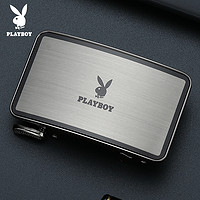 PLAYBOY 花花公子 皮带扣头自动扣裤带扣男士皮带扣头商务休闲合金扣头腰带扣头 适合3.5cm宽带身配件 枪色