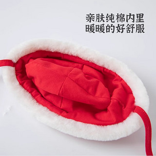 木生棉中国风婴儿帽子秋冬季宝宝红色过新年拜年护耳帽夹丝棉保暖防风帽 红色/龙狮开运 43（3-6个月）