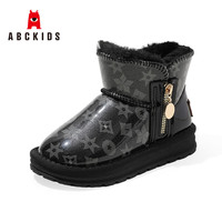 ABC KIDS儿童雪地靴女童棉鞋加绒棉靴保暖男童短靴 黑色 26码 内长约17.5cm