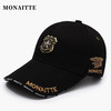 蒙奈特（MONAITTE）帽子男新款春秋休闲鸭舌帽秋冬大头围硬顶防晒帽户外遮阳棒球帽女 黑色（四季款） 加大码（61-65CM）