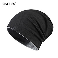 CACUSS 帽子男薄款棉包头帽套头帽月子帽空调帽黑色深灰中号 黑色拼深灰