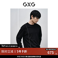GXG男装 黑色简约圆领毛衫 2024年春季GFX12001721 黑色 165/S