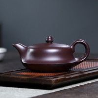 眷砂堂 宜兴紫砂壶家用纯全手工原矿紫茄泥泡茶壶茶具套装一帆风顺曲壶 百目紫茄泥曲壶 260ml