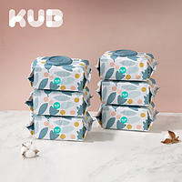 KUB 可优比 婴儿手口专用湿巾大包装新生儿宝宝湿纸巾80抽带盖*6包