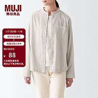 MUJI 無印良品 无印良品（MUJI） 女式 法兰绒 立领衬衫 长袖格子上衣秋季 女士白衬衣 BCB41C2A 米色格纹 M