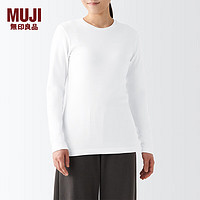 无印良品 MUJI 女式 柔软 棉羊毛 长袖T恤 FCD80C2A 打底衫 打底衣 家居服 白色 XL