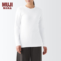 無印良品 MUJI 無印良品 女式 柔软 棉羊毛 长袖T恤 FCD80C2A 打底衫 打底衣 家居服 白色 XL