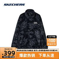 斯凯奇Skechers秦霄贤同款新年系列男女同款仿皮草保暖外套复古百搭时尚 黑底龙纹满印/040X XL