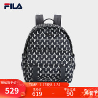 FILA 斐乐女包背包2024春季时尚休闲老花双肩包通勤书包 传奇蓝-NV XS