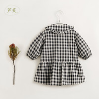 MARC&JANIE【马克珍妮 芦芙】女童经典黑白格娃娃领连衣裙春款裙子240160 黑白格 90cm