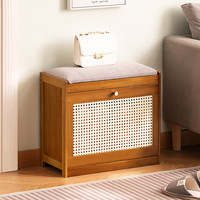 木马人 换鞋凳入户门口鞋柜进门可坐一体鞋架小凳子多层家用长条沙发脚踏 茶色50长